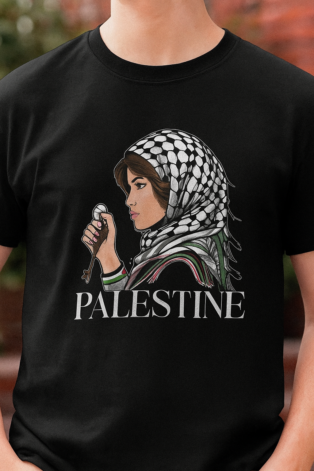 Palestina T-shirt med Keffiyeh-design