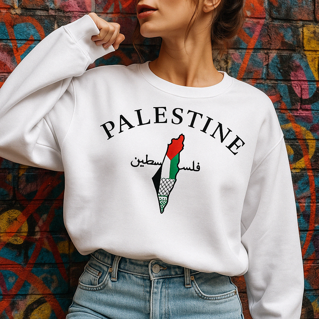 Damtröja med Palestinas karta