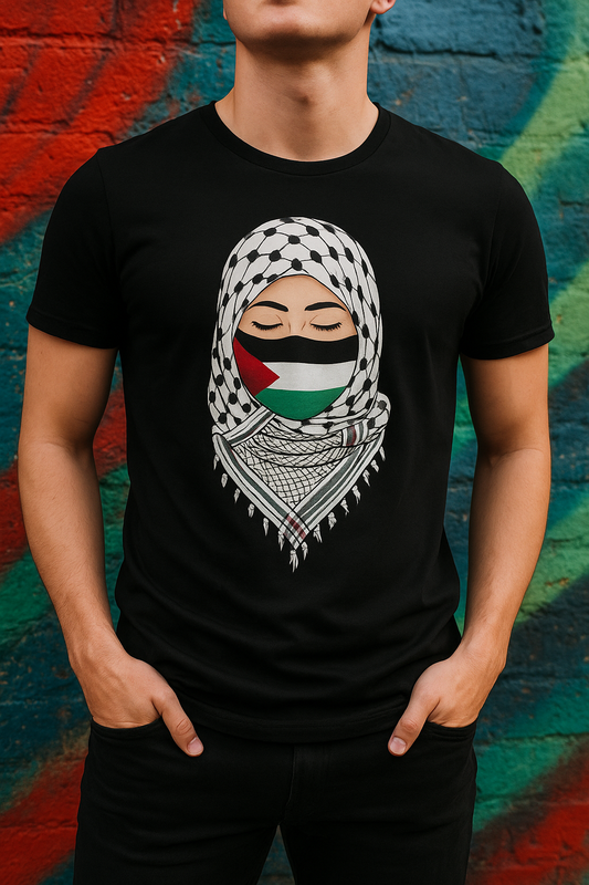 T-shirt - ansiktsmask i Palestinas flaggas färger